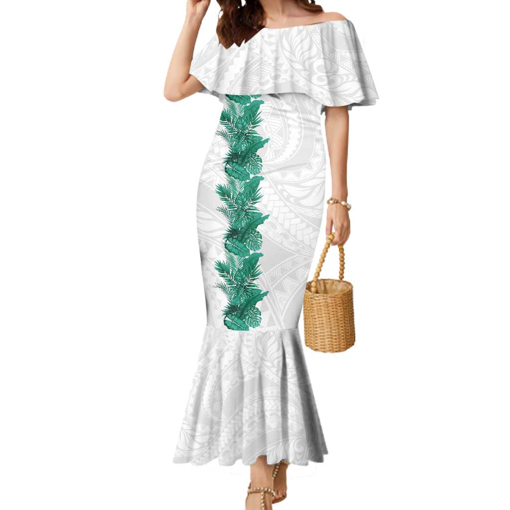 Hawaii Tropical Leaves Mermaid Dress Polynesian Pattern