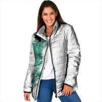 Hawaii Tropical Leaves Padded Jacket Polynesian Pattern LT01 Women White - Polynesian Pride