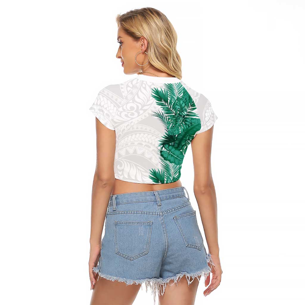 Hawaii Tropical Leaves Raglan Cropped T Shirt Polynesian Pattern LT01 - Polynesian Pride