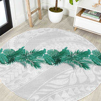 Hawaii Tropical Leaves Round Carpet Polynesian Pattern