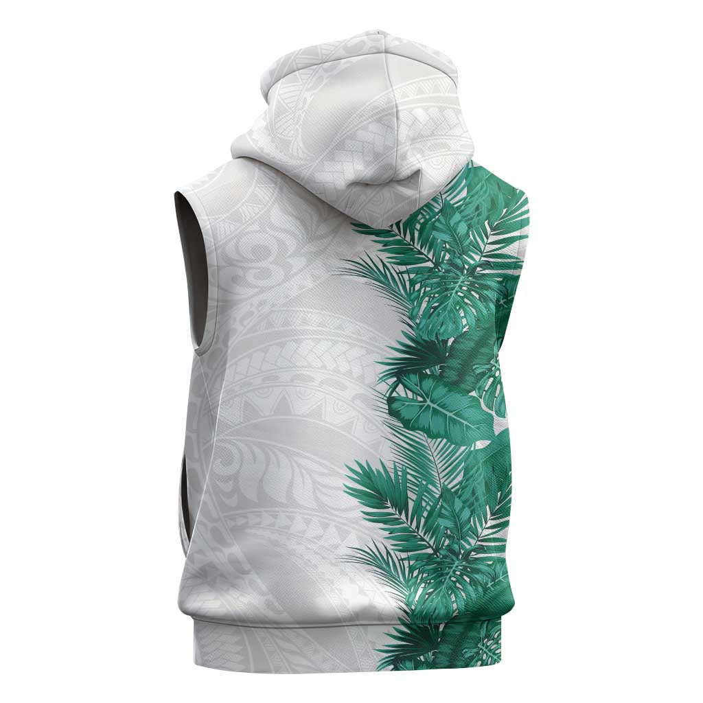 Hawaii Tropical Leaves Sleeveless Hoodie Polynesian Pattern