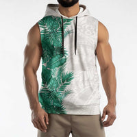 Hawaii Tropical Leaves Sleeveless Hoodie Polynesian Pattern