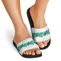 Hawaii Tropical Leaves Slide Sandals Polynesian Pattern