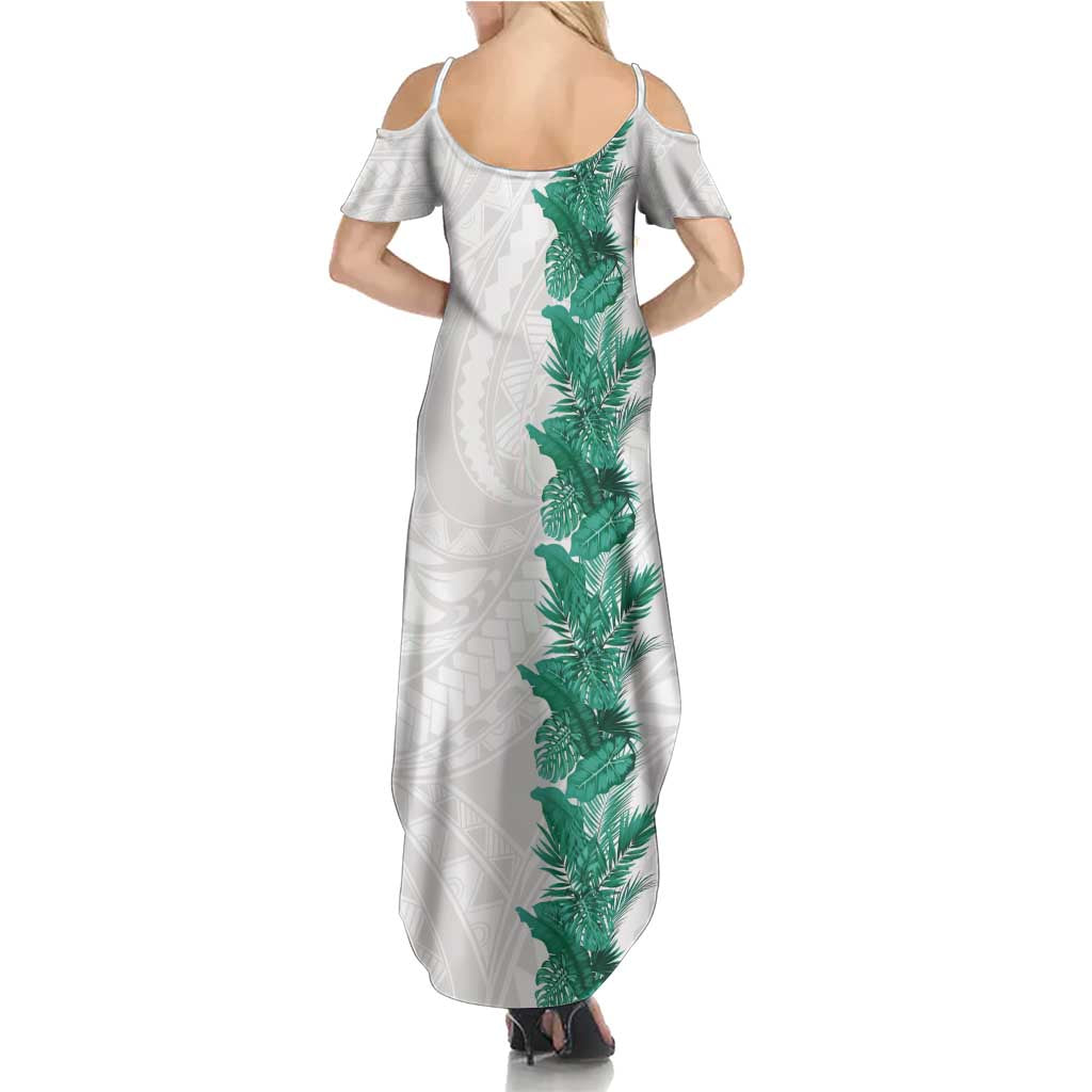 Hawaii Tropical Leaves Summer Maxi Dress Polynesian Pattern