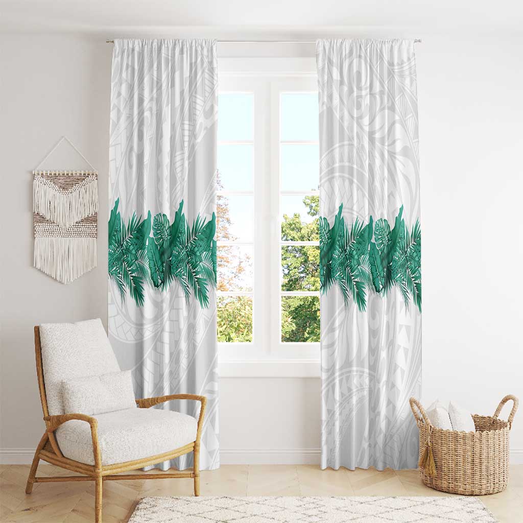 Hawaii Tropical Leaves Window Curtain Polynesian Pattern