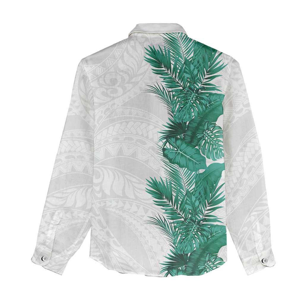 Hawaii Tropical Leaves Women Casual Shirt Polynesian Pattern