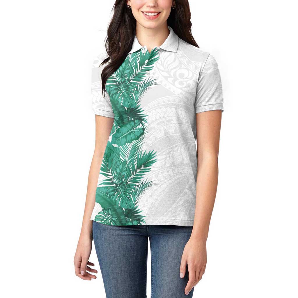 Hawaii Tropical Leaves Women Polo Shirt Polynesian Pattern