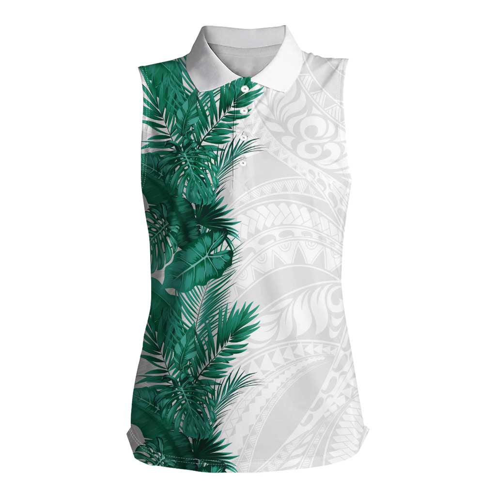 Hawaii Tropical Leaves Women Sleeveless Polo Shirt Polynesian Pattern