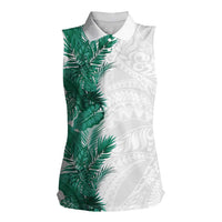 Hawaii Tropical Leaves Women Sleeveless Polo Shirt Polynesian Pattern