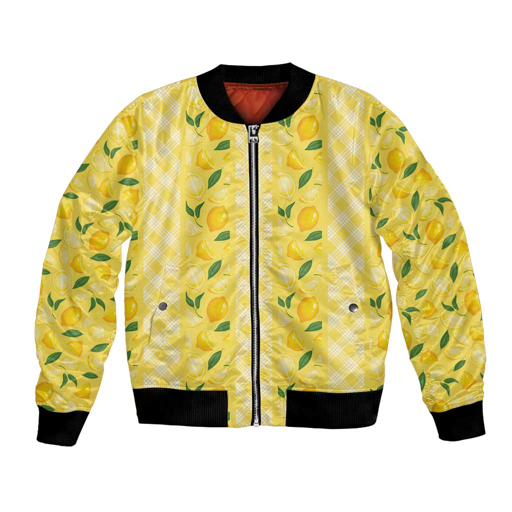 Hawaii Lemon Palaka Bomber Jacket Striped Stylized LT01 Unisex Yellow - Polynesian Pride