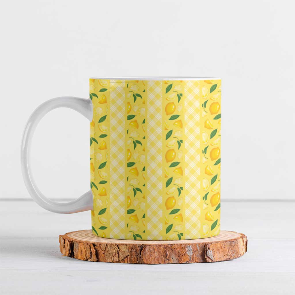 Hawaii Lemon Palaka Ceramic Mug Striped Stylized