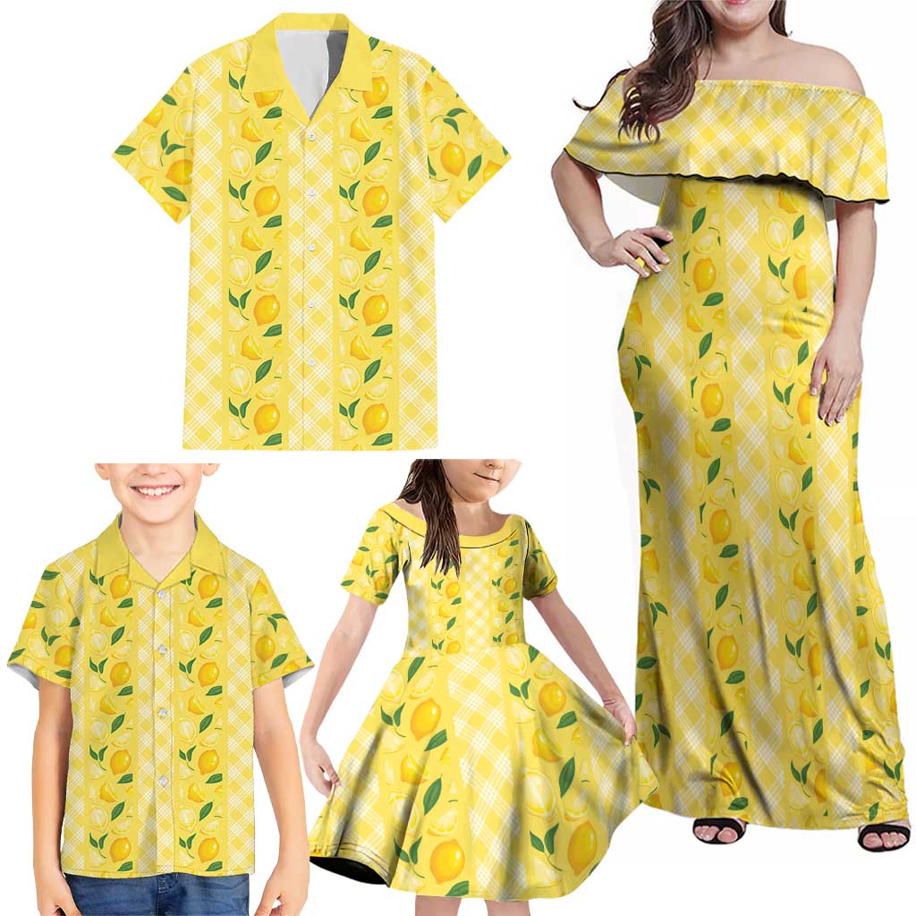 Hawaii Lemon Palaka Family Matching Off Shoulder Maxi Dress and Hawaiian Shirt Striped Stylized LT01 - Polynesian Pride