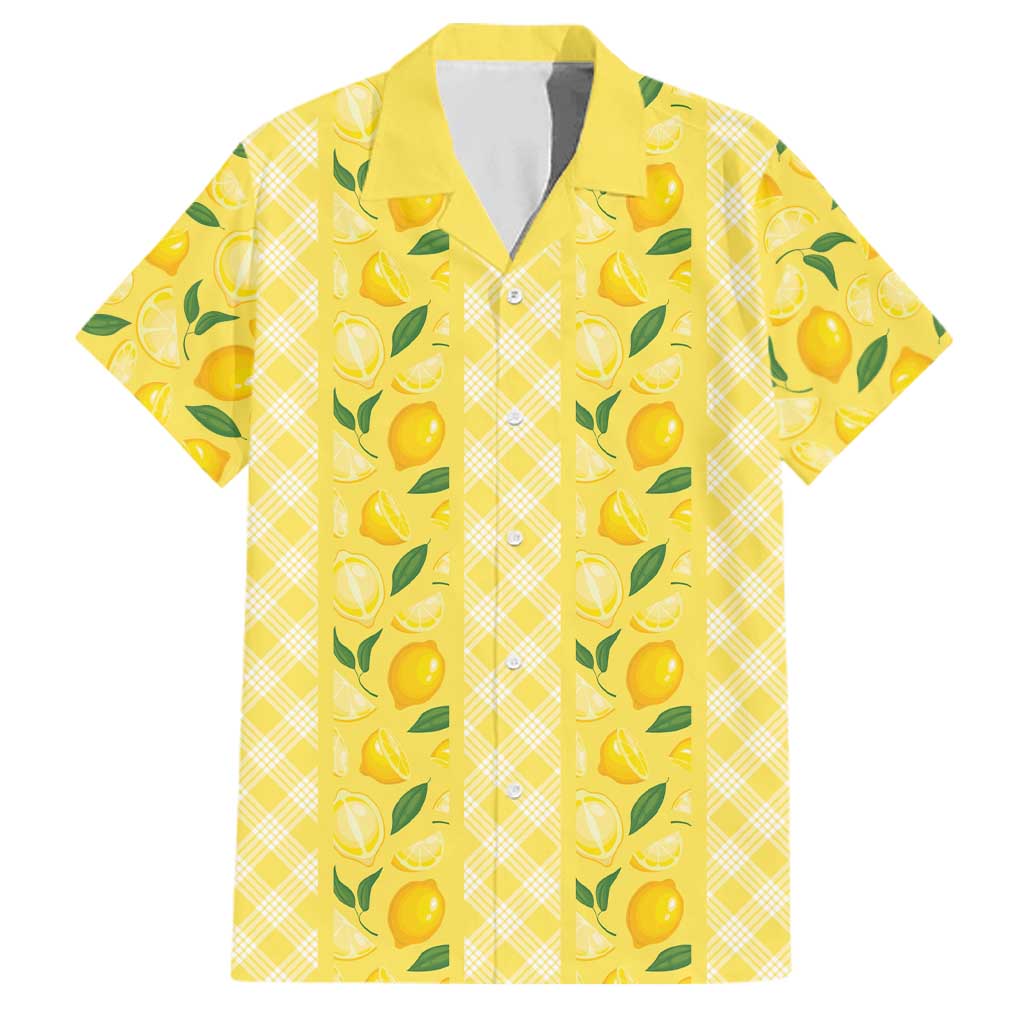 Hawaii Lemon Palaka Family Matching Off Shoulder Maxi Dress and Hawaiian Shirt Striped Stylized LT01 Dad's Shirt - Short Sleeve Yellow - Polynesian Pride