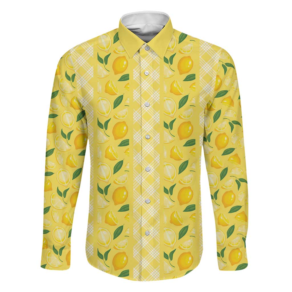 Hawaii Lemon Palaka Family Matching Off Shoulder Maxi Dress and Hawaiian Shirt Striped Stylized LT01 Dad's Shirt - Long Sleeve Yellow - Polynesian Pride
