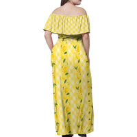 Hawaii Lemon Palaka Family Matching Off Shoulder Maxi Dress and Hawaiian Shirt Striped Stylized LT01 - Polynesian Pride