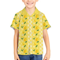 Hawaii Lemon Palaka Family Matching Off Shoulder Maxi Dress and Hawaiian Shirt Striped Stylized LT01 Son's Shirt Yellow - Polynesian Pride