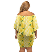 Hawaii Lemon Palaka Family Matching Off Shoulder Short Dress and Hawaiian Shirt Striped Stylized LT01 - Polynesian Pride