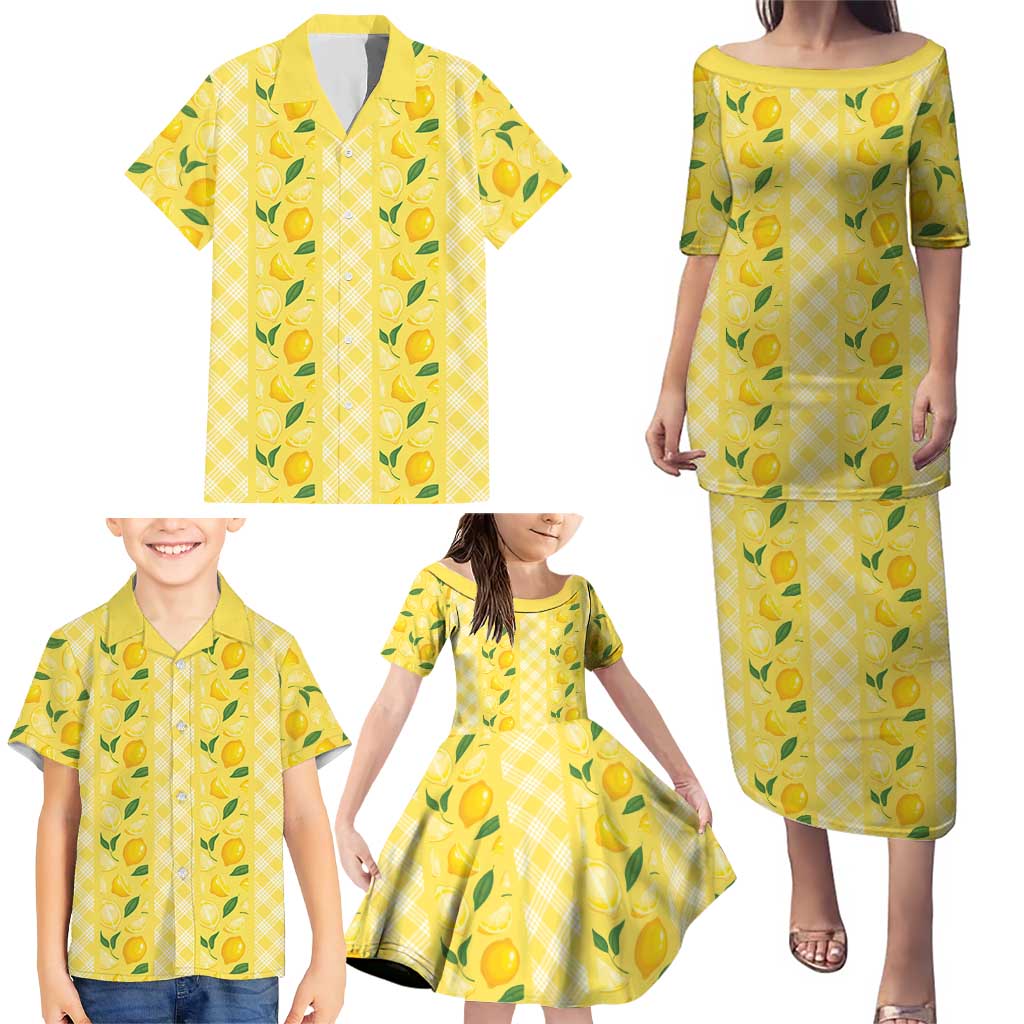 Hawaii Lemon Palaka Family Matching Puletasi and Hawaiian Shirt Striped Stylized LT01 - Polynesian Pride
