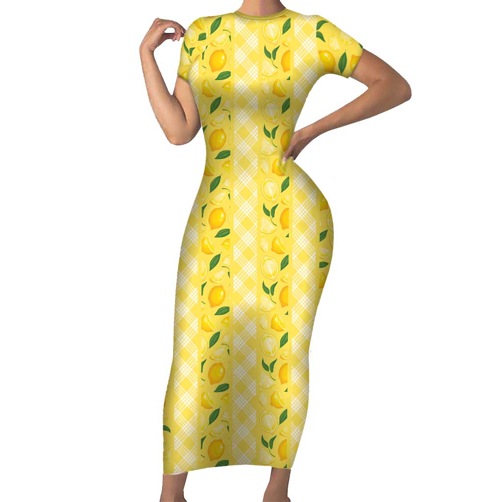 Hawaii Lemon Palaka Family Matching Short Sleeve Bodycon Dress and Hawaiian Shirt Striped Stylized