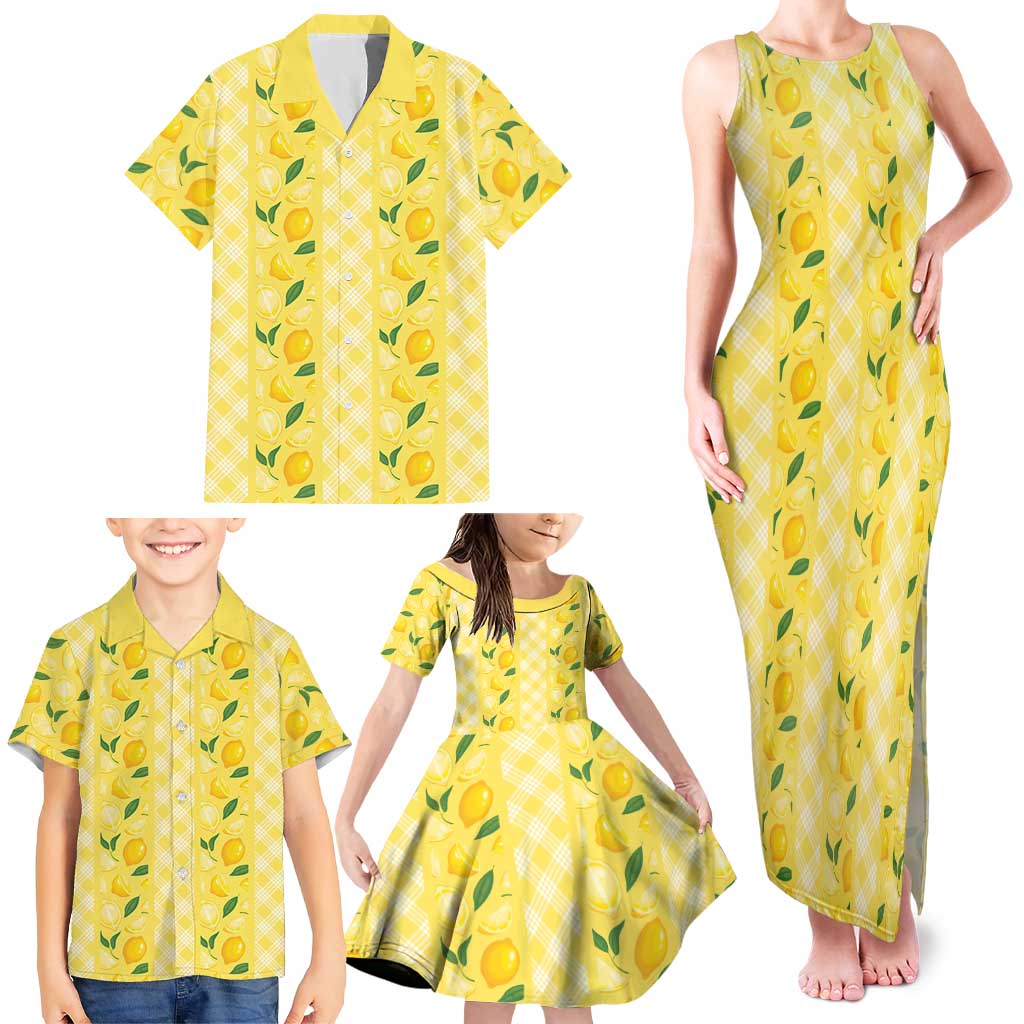 Hawaii Lemon Palaka Family Matching Tank Maxi Dress and Hawaiian Shirt Striped Stylized LT01 - Polynesian Pride