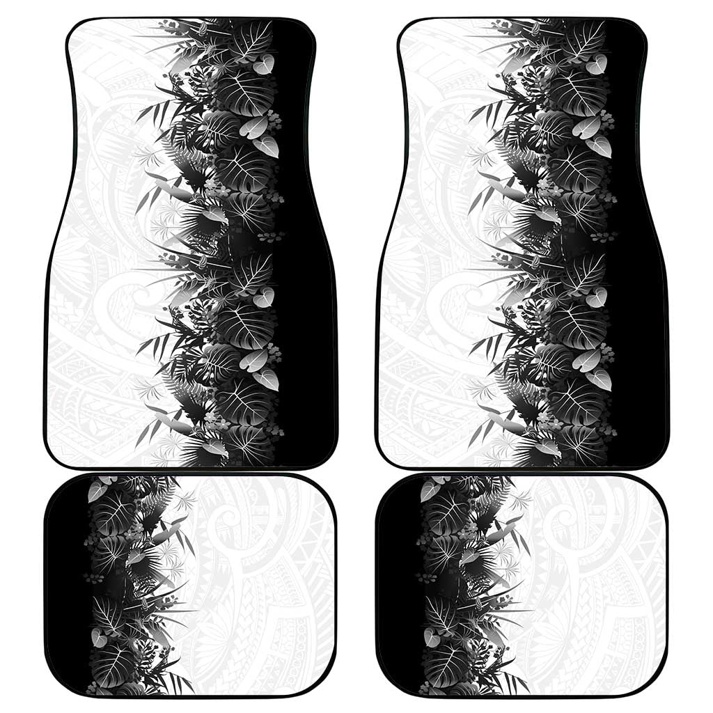 Hawaii Tropical Plant Monochrome Car Mats Vibrant Polynesian Pattern