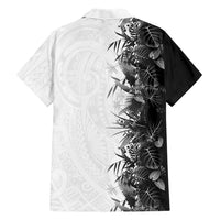 Hawaii Tropical Plant Monochrome Family Matching Off Shoulder Maxi Dress and Hawaiian Shirt Vibrant Polynesian Pattern