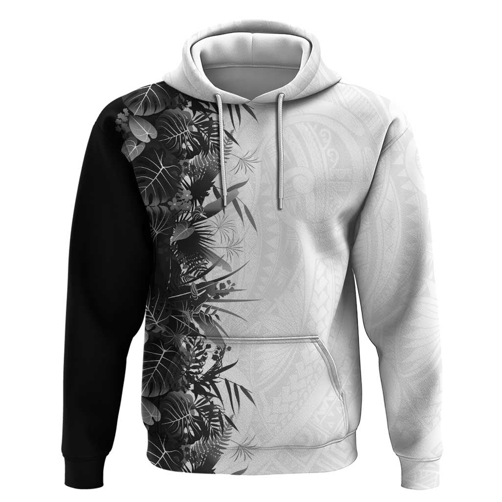 Hawaii Tropical Plant Monochrome Hoodie Vibrant Polynesian Pattern