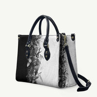 Hawaii Tropical Plant Monochrome Leather Bag Vibrant Polynesian Pattern
