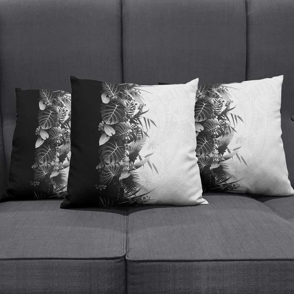 Hawaii Tropical Plant Monochrome Pillow Cover Vibrant Polynesian Pattern