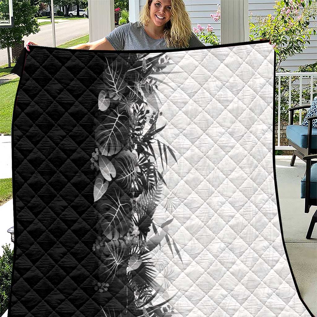 Hawaii Tropical Plant Monochrome Quilt Vibrant Polynesian Pattern LT01 Black - Polynesian Pride