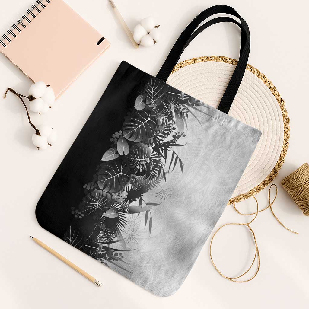 Hawaii Tropical Plant Monochrome Tote Bag Vibrant Polynesian Pattern