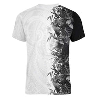 Hawaii Tropical Plant Monochrome Women V-Neck T-Shirt Vibrant Polynesian Pattern LT01 - Polynesian Pride