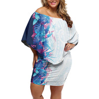 Hawaii Tropical Plant UliUli Family Matching Off Shoulder Short Dress and Hawaiian Shirt Vibrant Polynesian Pattern