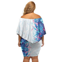 Hawaii Tropical Plant UliUli Family Matching Off Shoulder Short Dress and Hawaiian Shirt Vibrant Polynesian Pattern