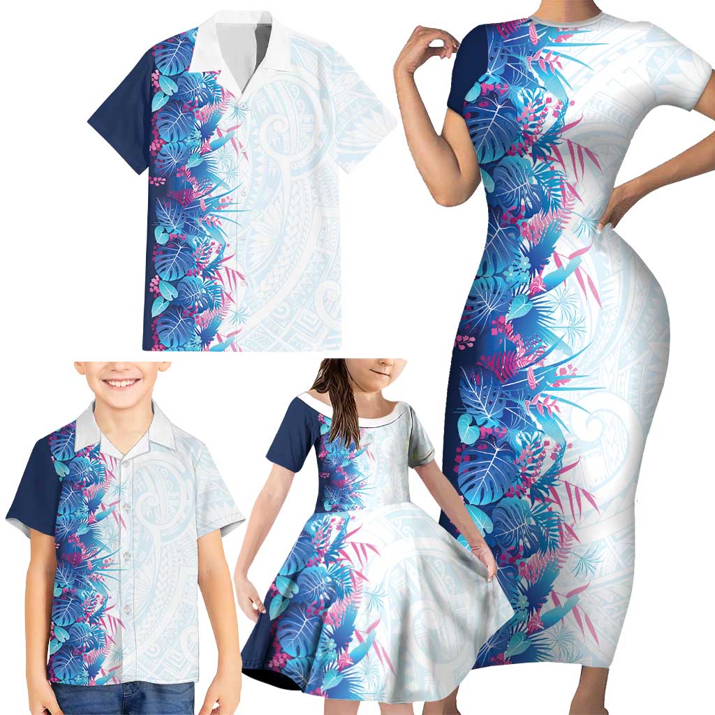 Hawaii Tropical Plant UliUli Family Matching Short Sleeve Bodycon Dress and Hawaiian Shirt Vibrant Polynesian Pattern LT01 - Polynesian Pride