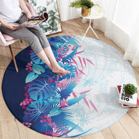 Hawaii Tropical Plant UliUli Round Carpet Vibrant Polynesian Pattern