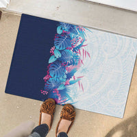 Hawaii Tropical Plant UliUli Rubber Doormat Vibrant Polynesian Pattern