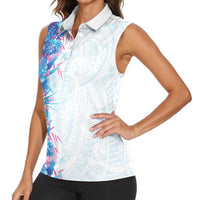 Hawaii Tropical Plant UliUli Women Sleeveless Polo Shirt Vibrant Polynesian Pattern LT01 - Polynesian Pride
