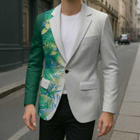 Hawaii Tropical Plant Omaomao Blazer Vibrant Polynesian Pattern