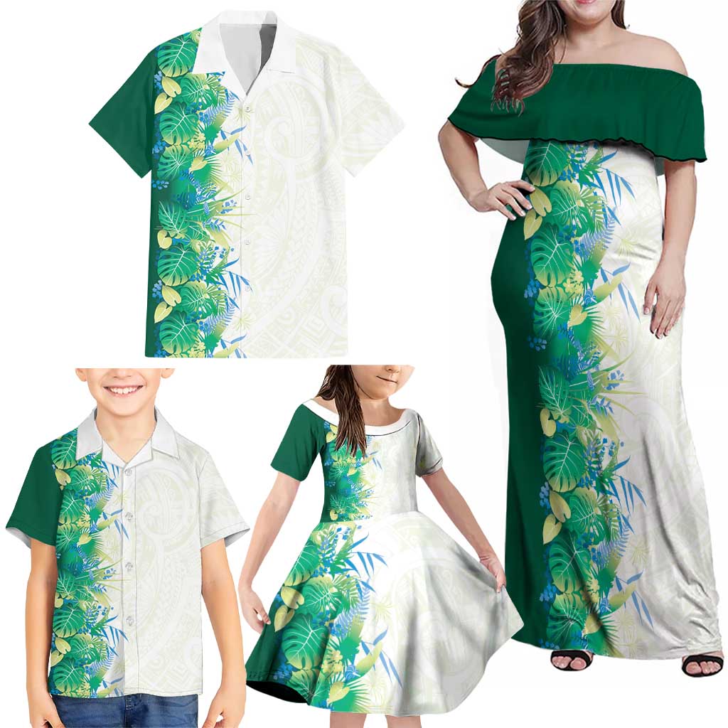 Hawaii Tropical Plant Omaomao Family Matching Off Shoulder Maxi Dress and Hawaiian Shirt Vibrant Polynesian Pattern LT01 - Polynesian Pride