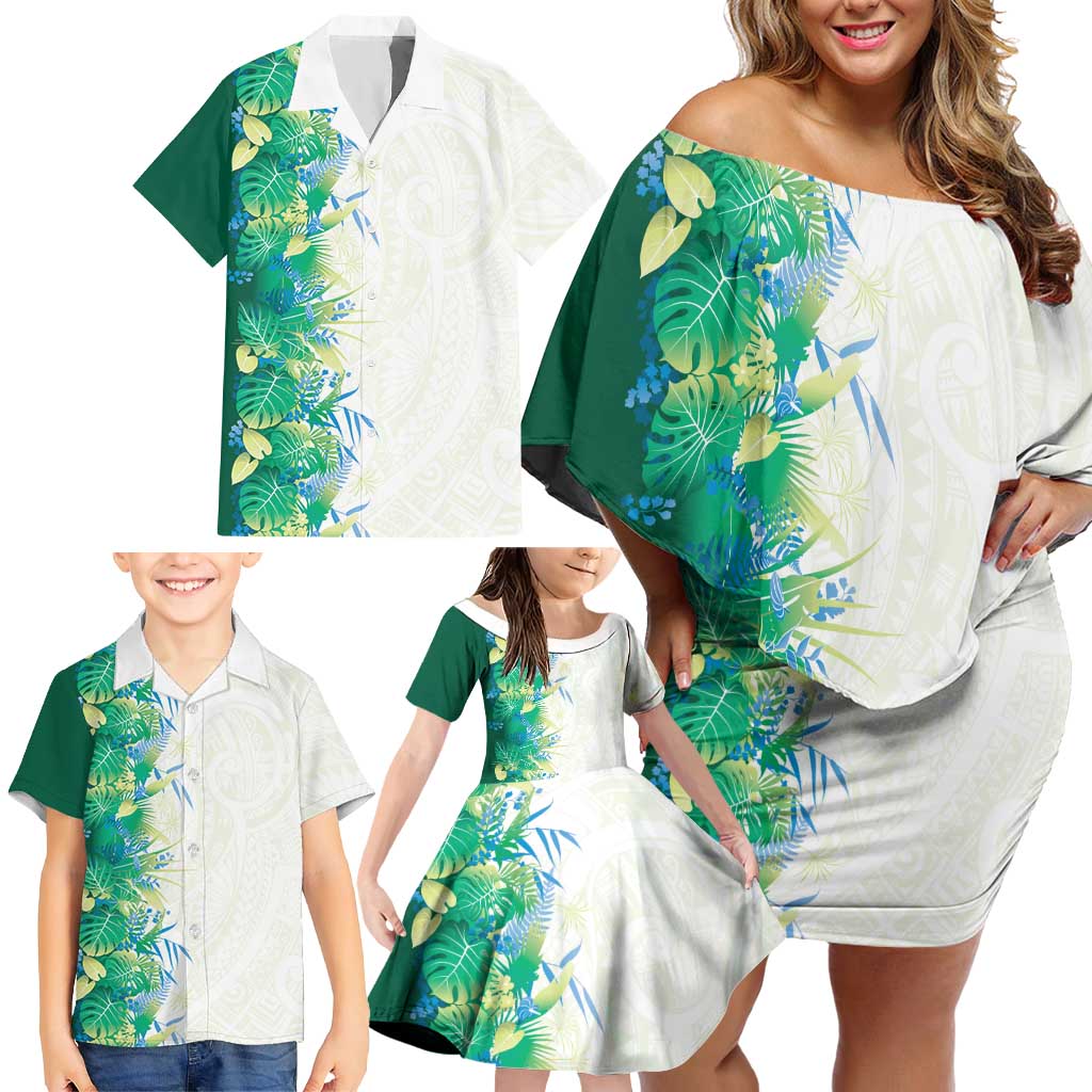 Hawaii Tropical Plant Omaomao Family Matching Off Shoulder Short Dress and Hawaiian Shirt Vibrant Polynesian Pattern LT01 - Polynesian Pride