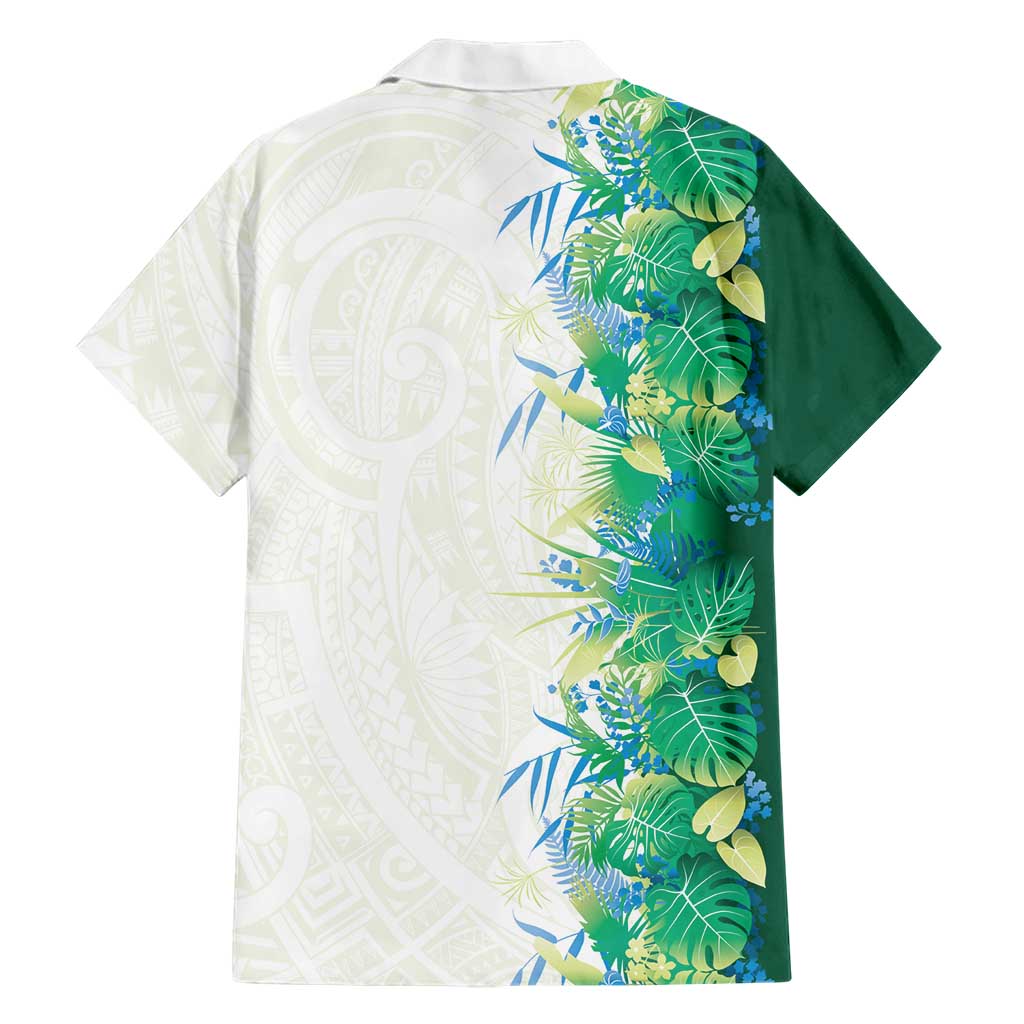 Hawaii Tropical Plant Omaomao Family Matching Short Sleeve Bodycon Dress and Hawaiian Shirt Vibrant Polynesian Pattern