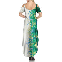 Hawaii Tropical Plant Omaomao Family Matching Summer Maxi Dress and Hawaiian Shirt Vibrant Polynesian Pattern