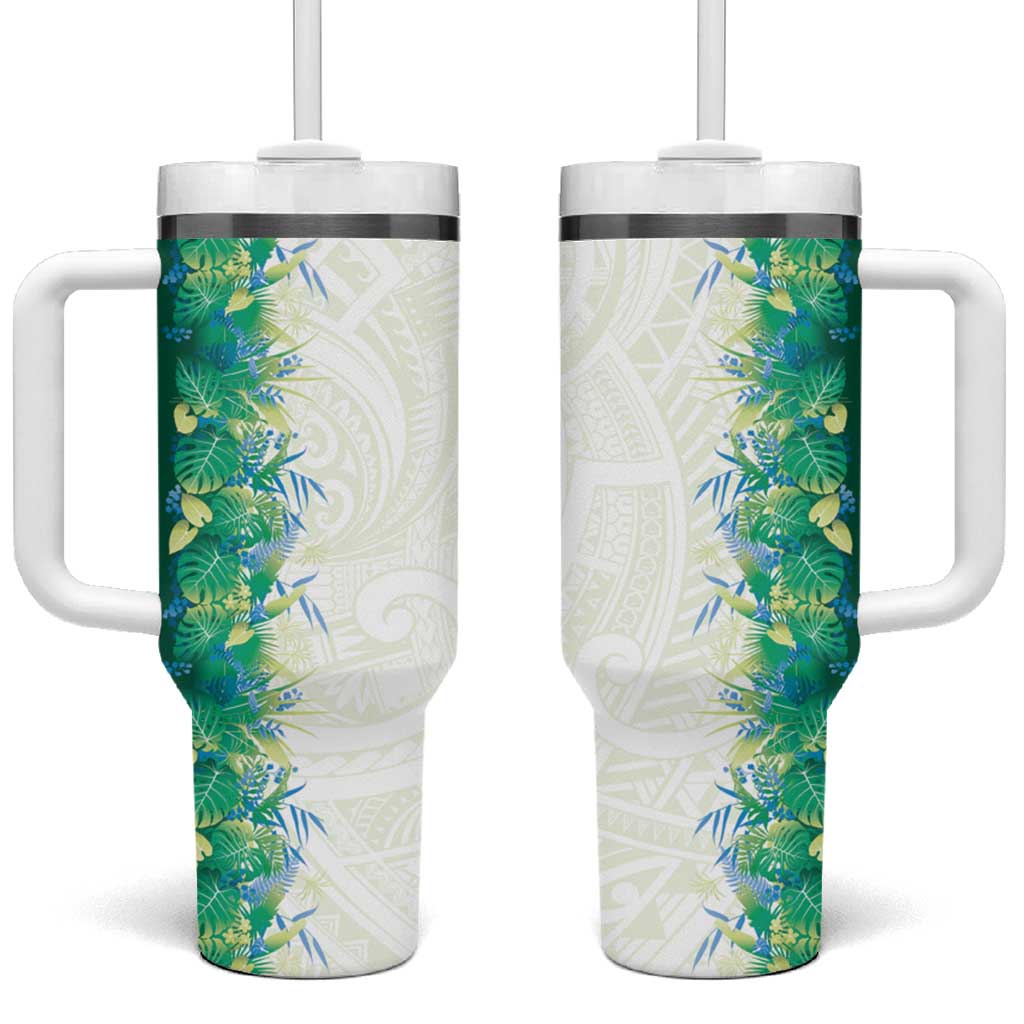 Hawaii Tropical Plant Omaomao Tumbler With Handle Vibrant Polynesian Pattern LT01 One Size: 40 oz Green - Polynesian Pride