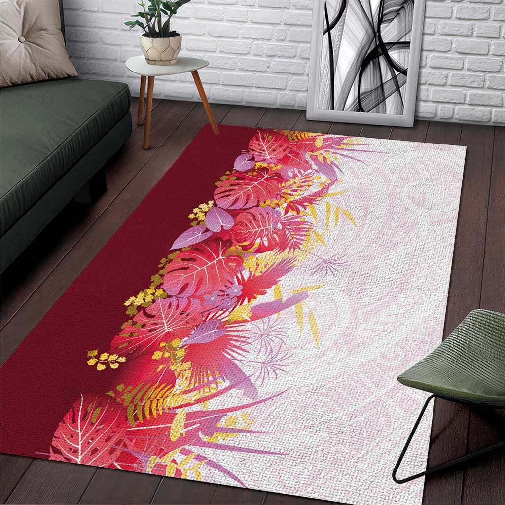 Hawaii Tropical Plant Akala Area Rug Vibrant Polynesian Pattern