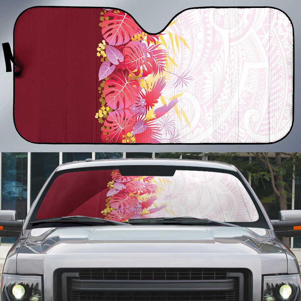 Hawaii Tropical Plant Akala Auto Sun Shade Vibrant Polynesian Pattern