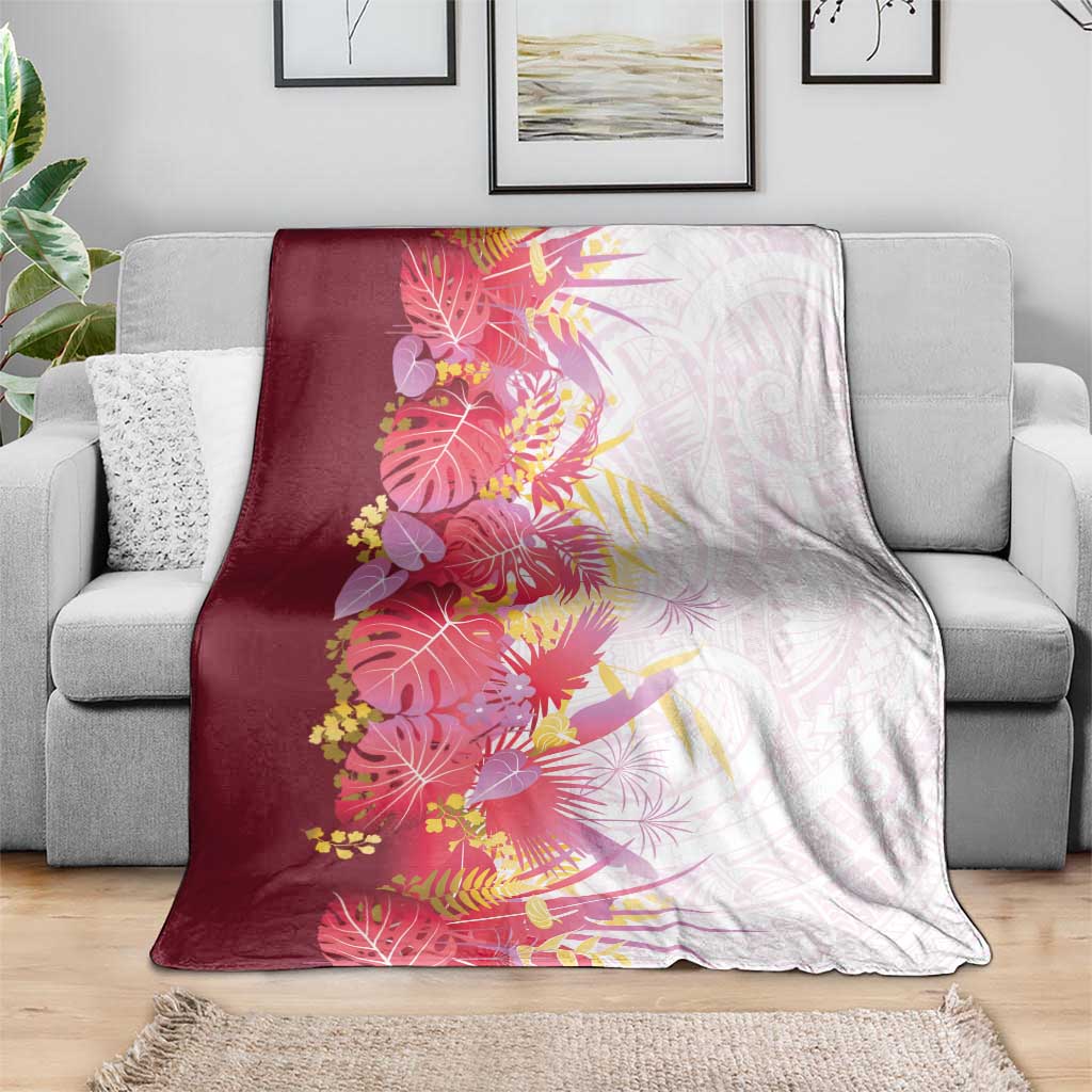 Hawaii Tropical Plant Akala Blanket Vibrant Polynesian Pattern