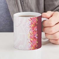 Hawaii Tropical Plant Akala Ceramic Mug Vibrant Polynesian Pattern