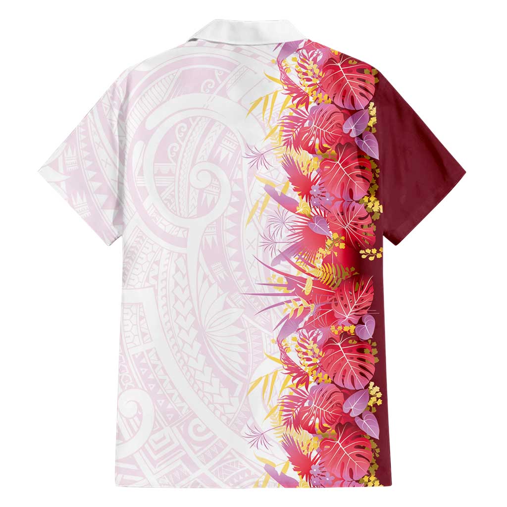 Hawaii Tropical Plant Akala Family Matching Mermaid Dress and Hawaiian Shirt Vibrant Polynesian Pattern