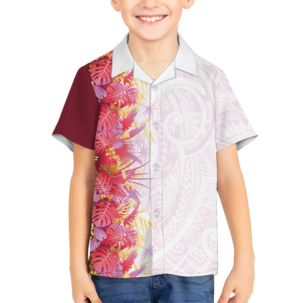 Hawaii Tropical Plant Akala Family Matching Mermaid Dress and Hawaiian Shirt Vibrant Polynesian Pattern